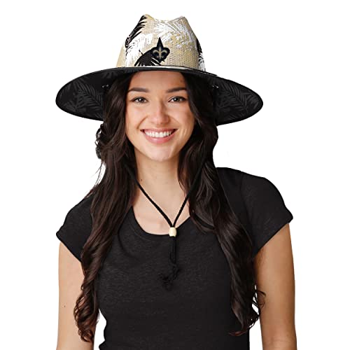 Image of NFL Team Logo Floral Printed Lifeguard Beach Straw Sun Hat