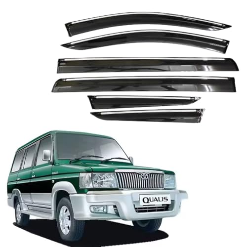 Image of CAR SAAZ Chrome Line Door Visor for Qualis (2002-2004) (Set of 6Pcs) | Rain Guard | Wind Deflector