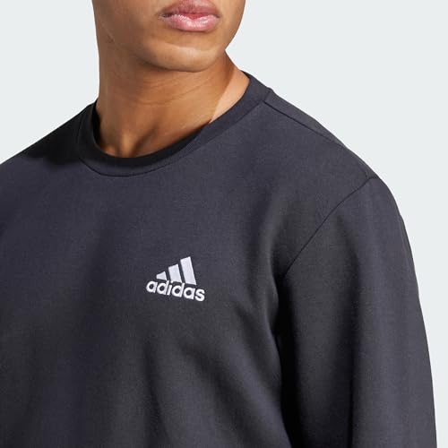 adidas Men's ESSENTIALS FEELCOZY FLEECE SWEATSHIRT, black/white, XL