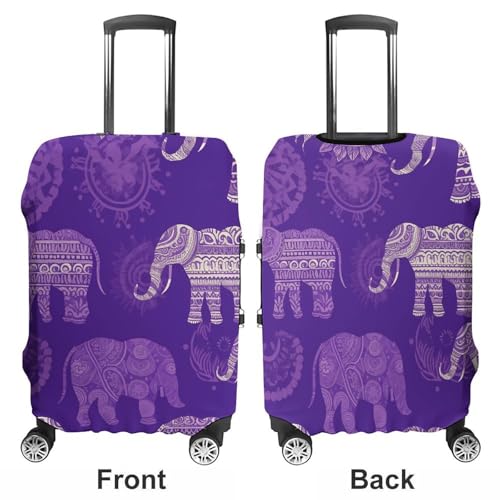 Purple Elephant Luggage Cover Tsa Approved Suitcase Covers for Luggage Elastic Washable Suit Case Covers Anti-Scratch Travel Luggages Sleeve Suitcase Protector Fits 19-30 Inch Case(XL)3