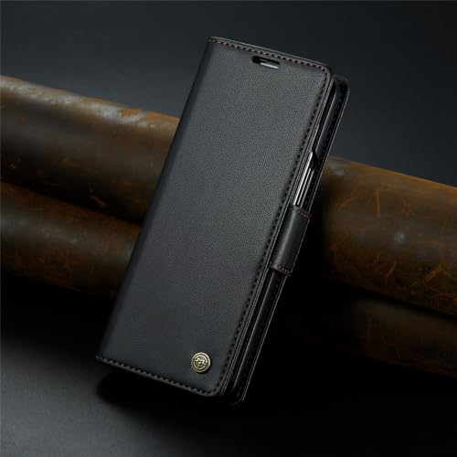 Housse Samsung Galaxy Z Fold 5 anti-rayures étui cuir noir avec rangement cartes et aimant