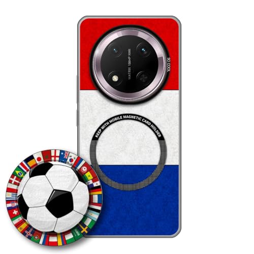 JGOYGYI Case for Honor Magic 7 Lite/Honor X9C with Magnetic Detachable Collapsible Grip Stand, Shockproof Silicone Bumper Cover, French Flag Football Design,Pattern 5
