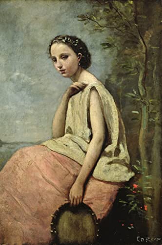 Affiche impression prints toile Corot Zingara au tambourin 60x90