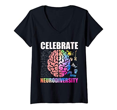 Donna Celebrate Neurodiversity Autism Support Gift Idea Maglietta con Collo a V