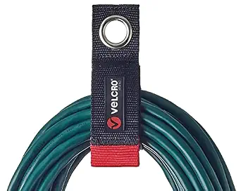 VELCRO Brand Extension Cord Organizer Holder. Heavy Duty Straps for Garage Organization and Storage. Rust Resistant Grommet Hangs Easily on Wall 2pk, Small 10-inch, 60lbs Weight Rating, Black
