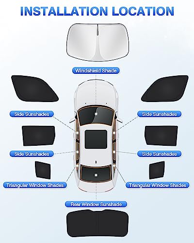 Image of Canvcle Window Shades for 2011-2021 Jeep Grand Cherokee Accessories Windshield Sun Shade Side Rear Window Covers Sunshade Sun Visor Shield Privacy Protection for Camping Keep Vehicle Cool Black 8PCS