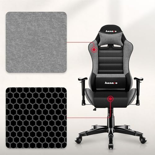 8. Bild von huzaro Ranger 6.0 Gaming Stuhl für Kinder Bürostuhl Schreibtischstuhl Armlehnen ergonomisches modernes Design Nacken- und Lendenkissen Kunstleder Wippfunktion Grau
