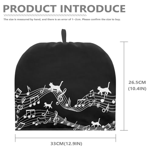 Drnuikhe Black Cat Note Tea Cozy Tea Kettle Tea Cosy, Tea Cup Cozy Teapot Covers Warmer Tea Pot Dust Cover for Home Kitchen Restaurant Garden Tea House Electric Kettle Teapot Cozy - Thumbnail 5