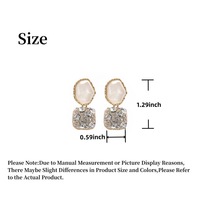 2PCS Women's Square Ear Clips Clip On Earrings Rhinestone Earrings,Non Pierced Earrings for Brides, Bridesmaids, Prom and Wedding2
