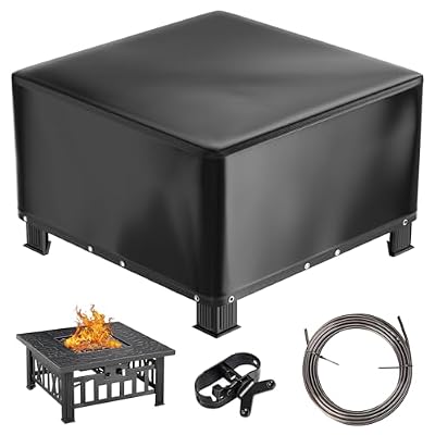 Square Fire Pit Cover 32 Inch Outdoor Heavy Duty Fire Table Cover 100% Waterproof Gas Fire Pit Cover Three-Layer Composite Material (32"L x 32"W x 16"H,Black)