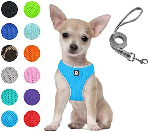 Puppy Harness and Leash Set – Dog Vest Harness for Small Dogs Medium Dogs- Adjustable Reflective Step in Harness for Dogs – Soft Mesh Comfort Fit No Pull No Choke (XS, Light Blue)