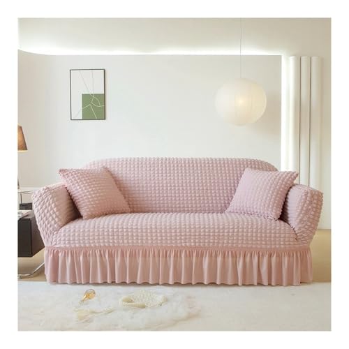 Housse de canapé 2 places extensible moderne rustique rayée en seersucker