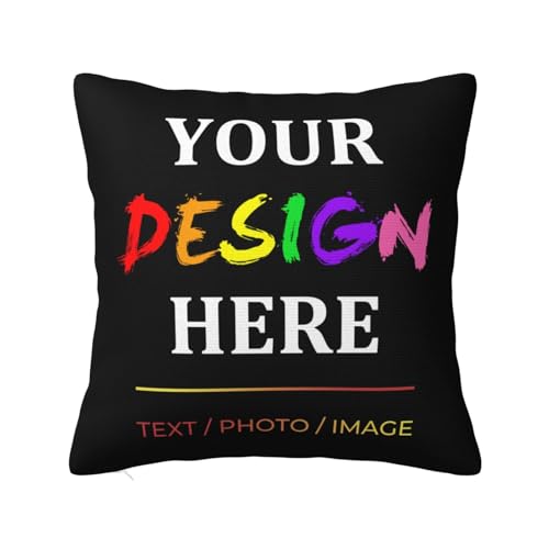 Personalised Photo Pillowcase with Any Picture, Custom Cushion Covers with Text/Name, Customised Throw Pillow Cover with Your Loved Ones, Two-Side Printed and NO INSERT