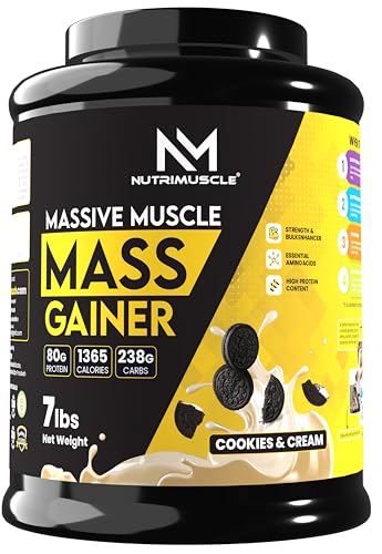 Image of Nutrimuscle Massive Muscle Mass Gainer - 7 lbs - Cookies and Cream flavour - For Muscle, Mass and Strength Gain - Contains Creatine, Complex Carbohydrates and Protein