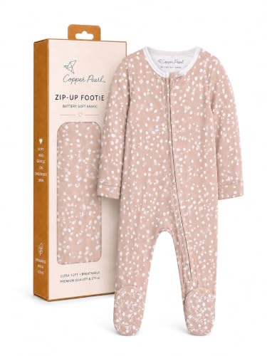 Image of Copper Pearl Zip-Up Footie Baby Pajamas - Soft Newborn Onesies for Boys & Girls, Tag-Free with Two-Way Zipper Baby Sleepers for Newborn - 24 Months, Fawn