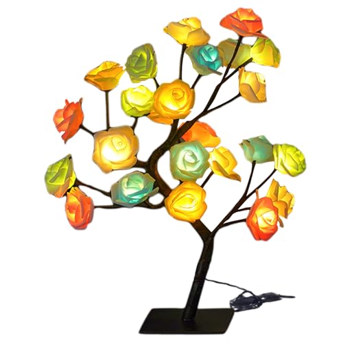 Rose Tree Lamp, LED Bloem Lamp, Rose Lampen voor Nachtkastje, USB Operated Flower Light voor Valentijnsdag, Bruiloft, Verjaardag, Moederdag Kleurrijk