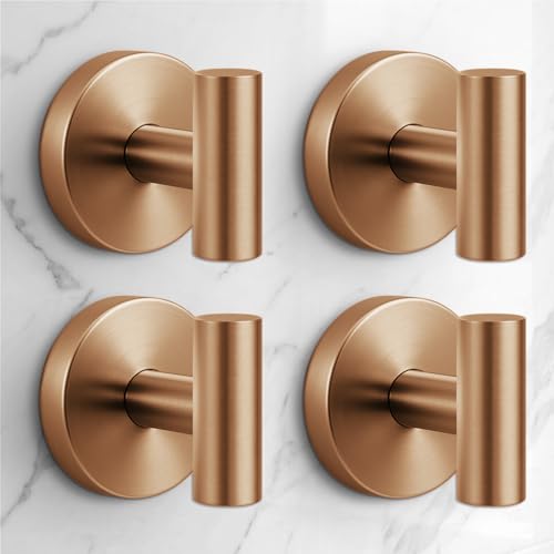 Image of Heavy Duty Suction Cup Hooks for Glass Window,Tile,Mirror,Removable Shower Hooks for Inside Shower,Metal Towel Hooks for Bathroom,4 Pack(Bronze)