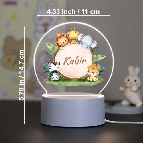 Image of SNAPTRAP LED Name Light Customized for Kids | Personalized Acrylic Night Lamp with Custom Name | Cute Animal, Rainbow, Butterfly & Teddy Themes | USB Powered Nursery Night Light Gift (Jungle Friends)