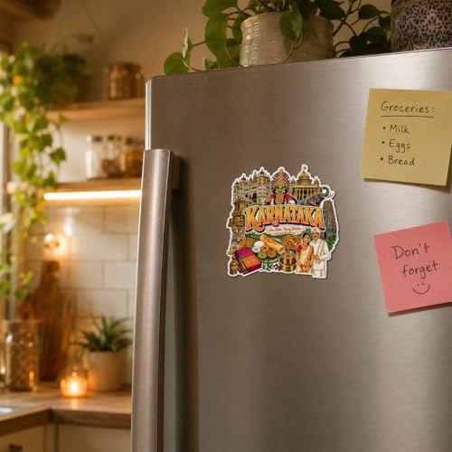 Image of Zesta Wooden Fridge Magnets Set | Refrigerator Decor Magnets for Kitchen | India Souvenir Fridge Magnet Collection | Wooden Magnet for Fridge Door Decoration (Karnataka)
