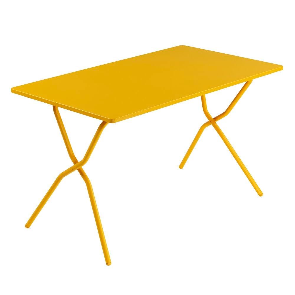 Table de jardin pliante Lafuma en acier durable fabriqué en France jaune miel