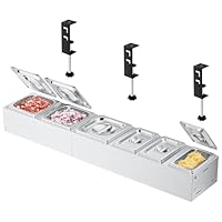 GFTIME Pizza Zutatenbehälter Beilagenbehälter, Edelstahl Behälter mit Deckel, Grill Küche Gastro Zutatenbehälter, Pizza Zubehör, 6 Stück