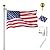 Yescom 25 FT Upgraded Sectional Aluminum Outdoor Flagpole 15 Gauge 24-30mph 3'x5' US American Flag Ball Fly 2 Flags Outdoor Yard Garden