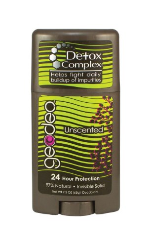Geodeo Natural Deodorant Plus with Detox Complex, Invisible Solid, Unscented (Pack of 3)