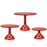 3 Pcs Cake Stand Set Red Cupcake Holder Display Round Dessert Serving Platter for Girl's Party Weddi