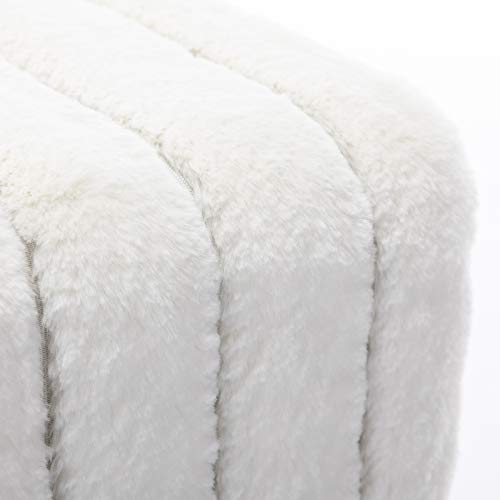 Duhome Modern Faux Fur Ottoman Bench Tufted Footrest Vanity Chair Makeup Chair Vanity Stool for Bedroom Living Room Kids\' Room White - Thumbnail 7