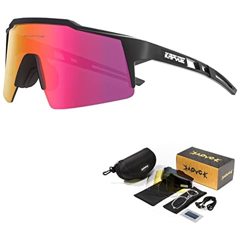 KAPVOE Polarisiert Fahrradbrille mit 4 wechselgläser TR90 Rahmen für Herren Damen Sport Radfahren MTB Sportsonnenbrille Radbrille Sportbrille Fahren Angeln Baseball Laufen 02 Cover