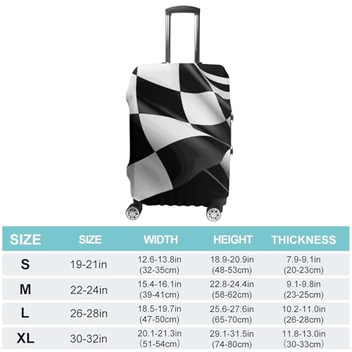 Black White Formula Checkered Flags Pattern Printed Luggage Cover Protector, Fits 18-32 Inch Luggage2