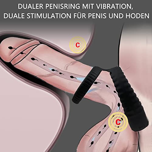 Dual penisring vibrators voor mannen, ISOI siliconen cockring clitorisstimulator met 10 modi vibratie, rekbare penisring erectie massager seksspeeltje voor mannen en paren, extreem - Afbeelding 7