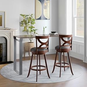 Giantex bar stools set of 2 305 counter height bar dining chairs with back footrest rubber wood frame 360 swivel upholstered farmhouse barstools suitable for home bar kitchen pub espresso  urban country home decor