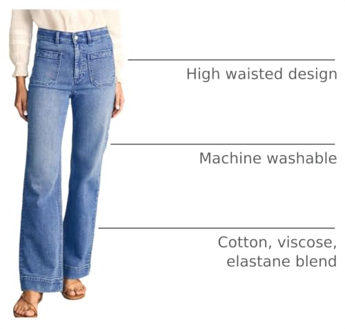 Image of Astylish Women's Wide Leg Jeans High Waisted Denim Pants