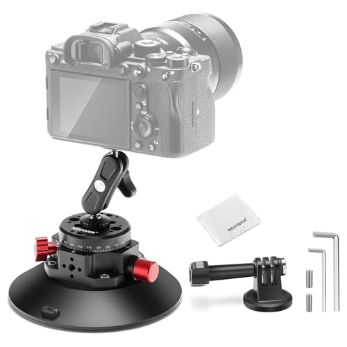 NEEWER 6' Suction Cup Camera Mount Compatible with GoPro, Metal Car Windshield Dash Ball Head Magic Arm with Action Cam Adapter Cleaning Cloth for DSLR Phone Holder, for POV Video Recording, CA013