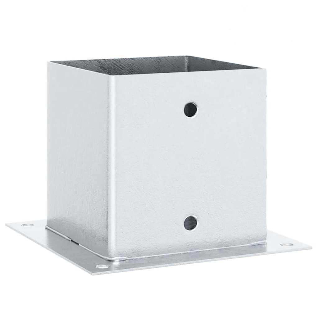 Porta postes cuadrados 4 piezas, acero galvanizado plateado de 141 x 141 mm, anclaje robusto para postes de valla, postes de jardín, postes de madera, postes de metal, resistente a la intemperie