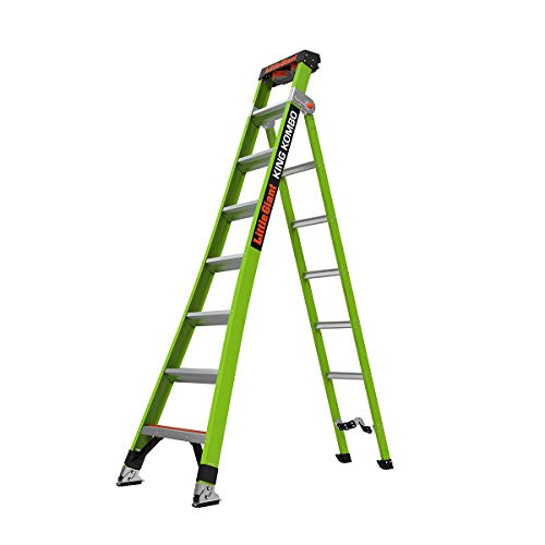 Little Giant Ladders, King Kombo, Technical, 8 Ft. A Frame, 14 Ft. Extension, Ground Cue, V-bar, Sure Set Feet, Fiberglass, Type 1AA, 375 lbs weight rating, (13814-074)