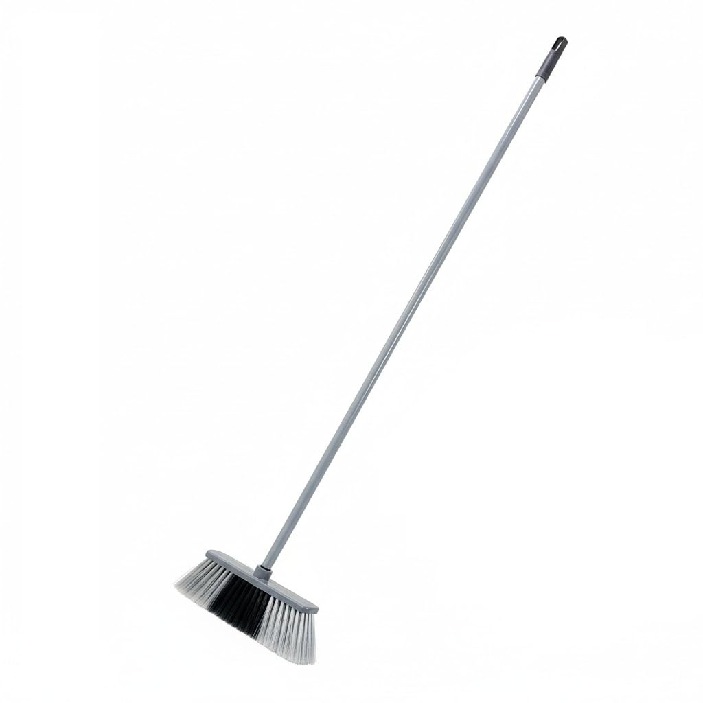 Bargaingalore Grey Sweeping Brush Indoor Broom - Stylish Kitchen Broom | Ideal For Household Cleaning | 28Cm Soft Bristle Brush Head With 115Cm Long Screw-Fit Metal Handle For Comfortable Use