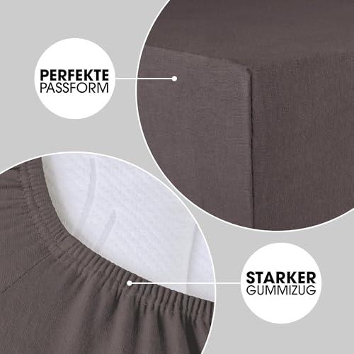 CelinaTex Jersey Topper Spannbettlaken Lucina Doppelpack 90x200-100x200cm anthrazit grau 100% Baumwolle gekämmt bis 12cm Matratzenhöhe Oeko… – Ansicht 4