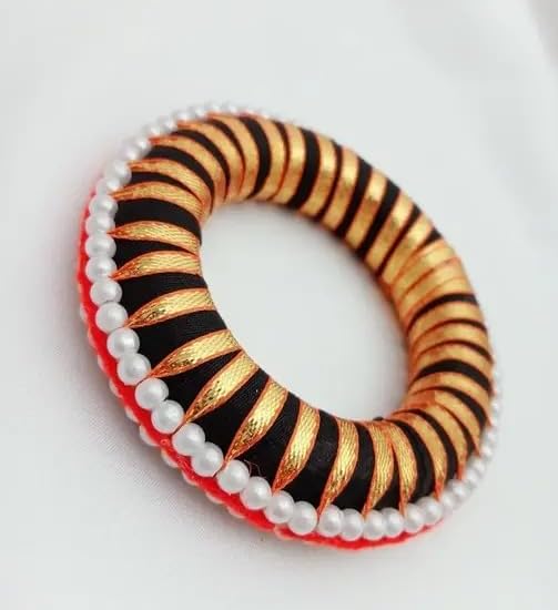 Hair Bun Accessory Black Hair Bun And Donut For Bharatanatyam,Kuchipudi Dance Its Perfect For Bridal Use And Any Function .Classical Dance Jewelry Ribbon And Pearls Plastic (AD:0026)