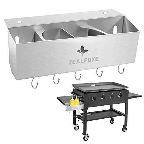 ZEALFOXE Stainless Steel Griddle Caddy for Blackstone 36  and 28  Griddles, BBQ Accessories Storage Box, Space Saving Barbecue Organizer, Not for Pro-Series Air Fryer