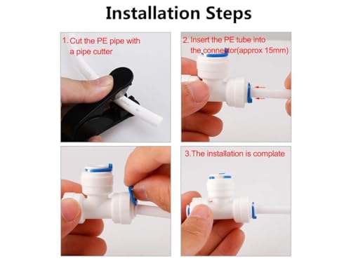 Image of 1 /4 inch Tee 3 Way Tube Quick Connect Push Fit Connector T-Shape 6 mm For RO Water Reverse Osmosis System (Pack of 10)