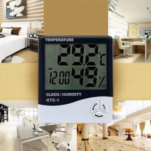 Termômetro Digital E Higrômetro Para Medição De Umidade Do Ar Com Relógio Digital