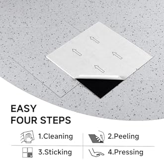 FLOREXP Vinyl Flooring - 12”×12” Floor Tiles, 20 Packs Stick on Floor Tiles, 1.5mm Thick,Unique Self Adhesive Flooring for Dining Room, Kitchen,Bathroom(1.86m²,Grey Speckle)