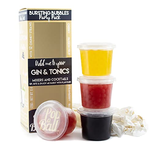Popaball Bursting Bubbles For Gin Party Pack 4 x 125 grams | Prosecco, Gin, Mocktail & Cocktail Making Gifts | Gift Set Ideas For Her, Hampers & Hen Parties