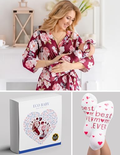 Image of Mommy and Me Robe and Swaddle Set | Maternity Robe Matching Baby Girl, Boy