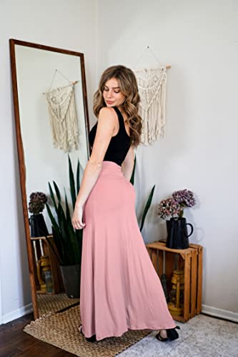 Free To Live - 3 Pack Women's Fold Over Flowy High Waist Maxi Skirts - Flare Style, Floor Length #TOP4