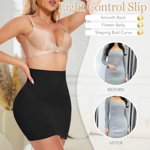 Image of MISS MOLY Shapewear Half Slips for Women High Waist Body Shaper Seamless Tummy Control Skirt Smoother Under Dresses