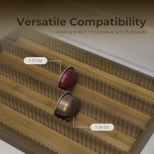 Image of for Nespresso Vertuo Capsules Bamboo Coffee Pod Drawer Organizer