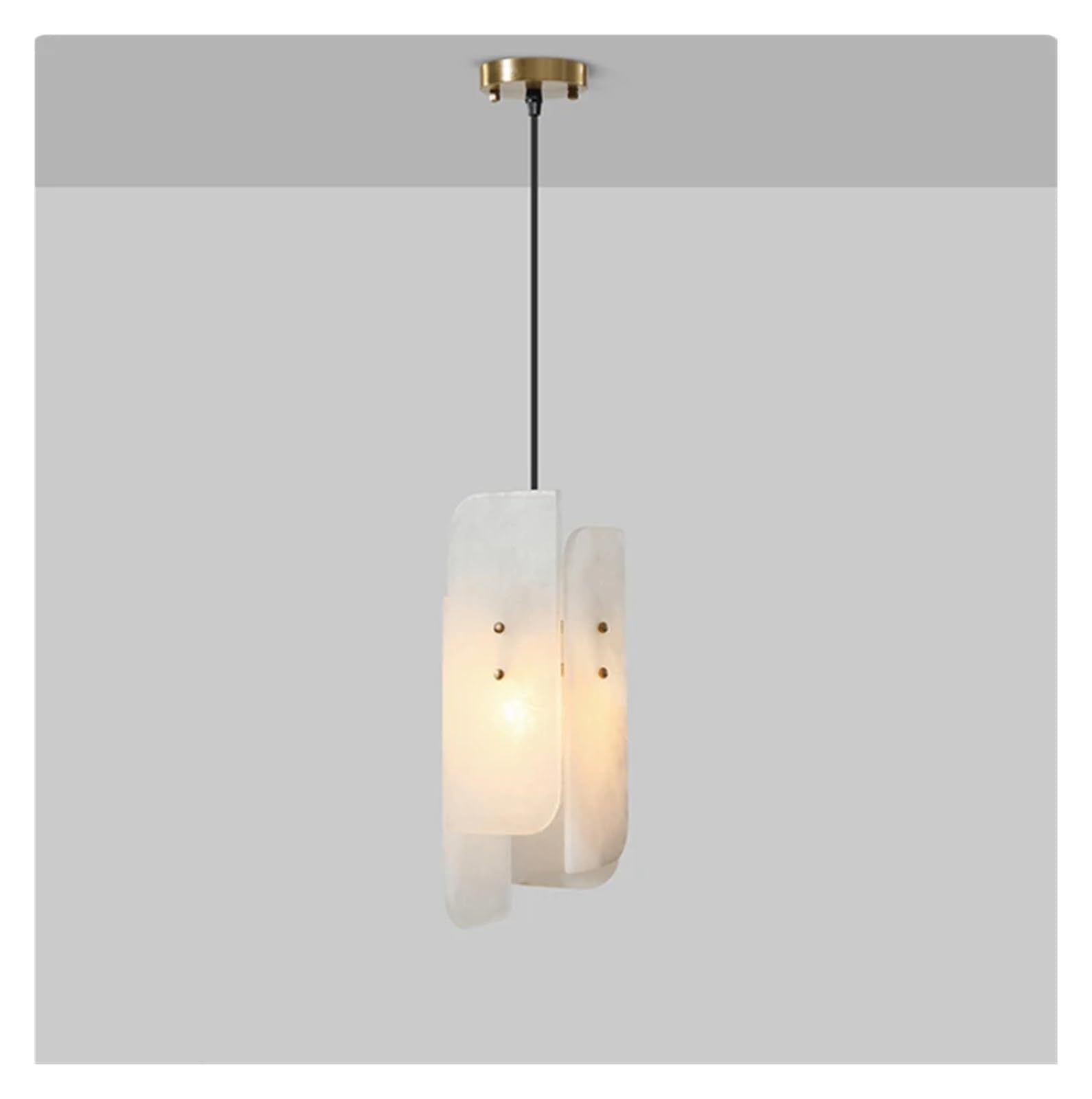 ASerZenith Marble Pendant Lights Copper Wire Adjustable E27 Bulb For Bedside Dining Room Kitchen Hanging Lamp,Cold White